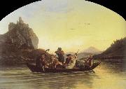 Adrian Ludwig Richter Crossing the Elbe at Aussig oil painting reproduction
